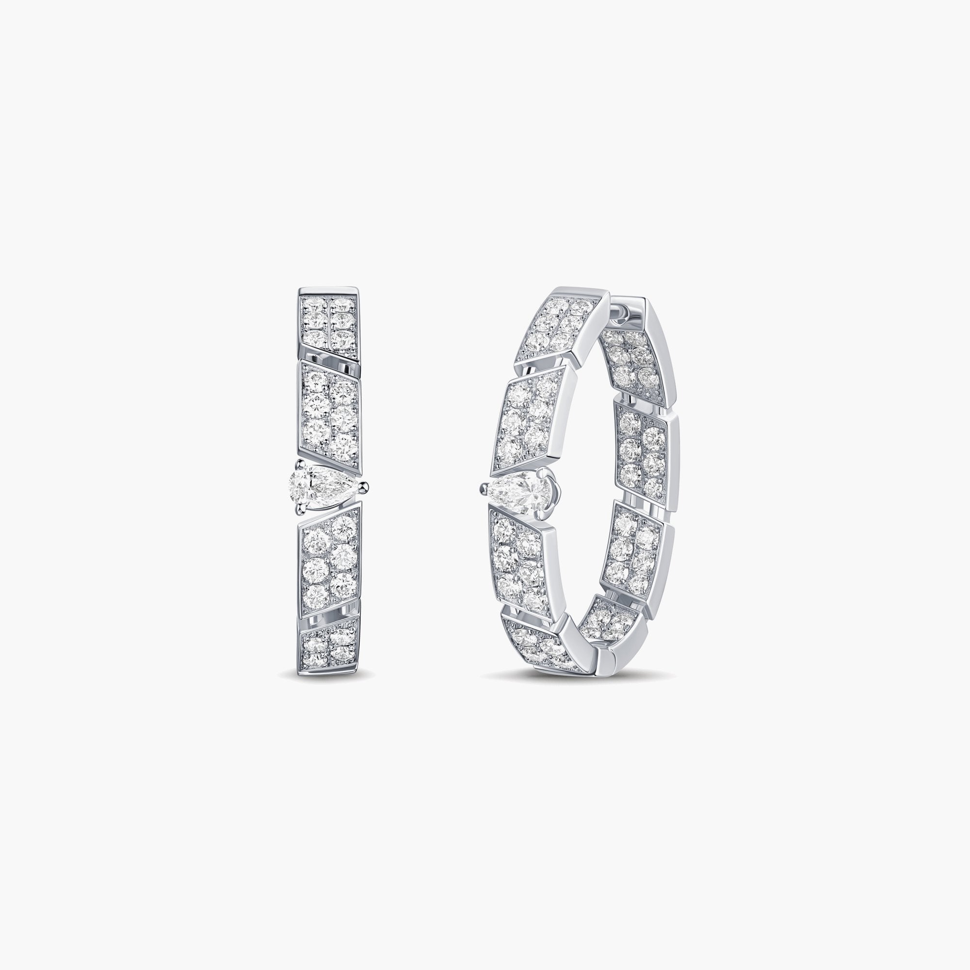 MUSE Hoop- Pavé Medium Earrings in White Gold