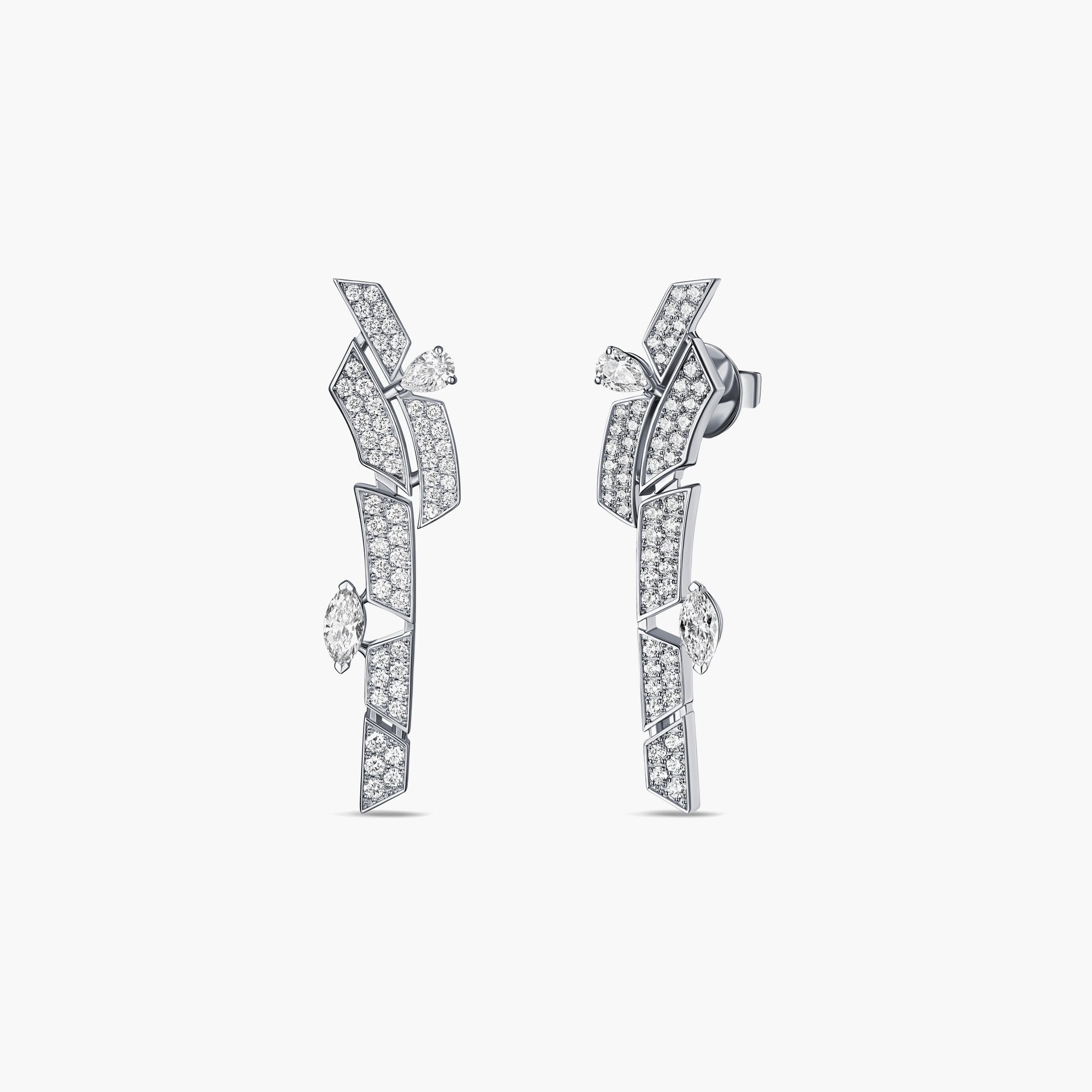 MUSE Earring- Pavé Earrings in White Gold